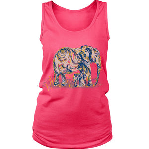 Womens Elephant Mom and Baby Tank District Womens Tank Neon Pink